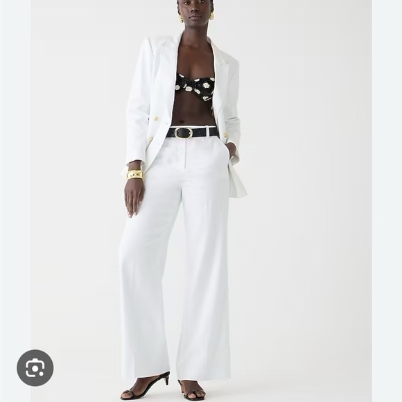 NEW J.Crew Factory Women’s White Linen Kelsey Pants 00 - Picture 2 of 7